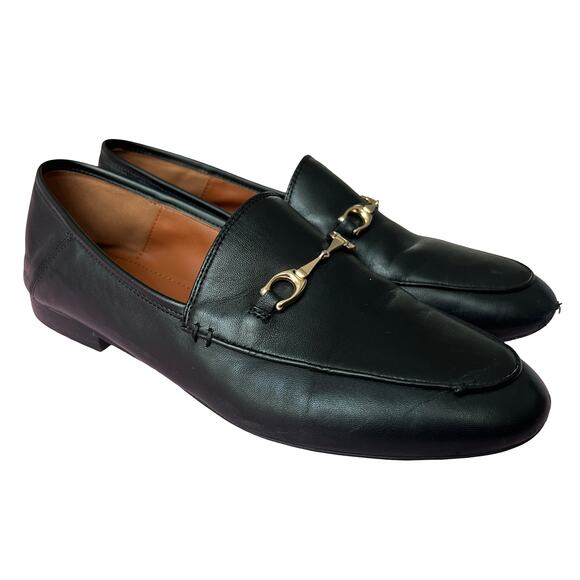 Coach Haley Black Leather Loafers Size 9 Slip-On Flats Classic Parisian Shoe - Picture 8 of 10